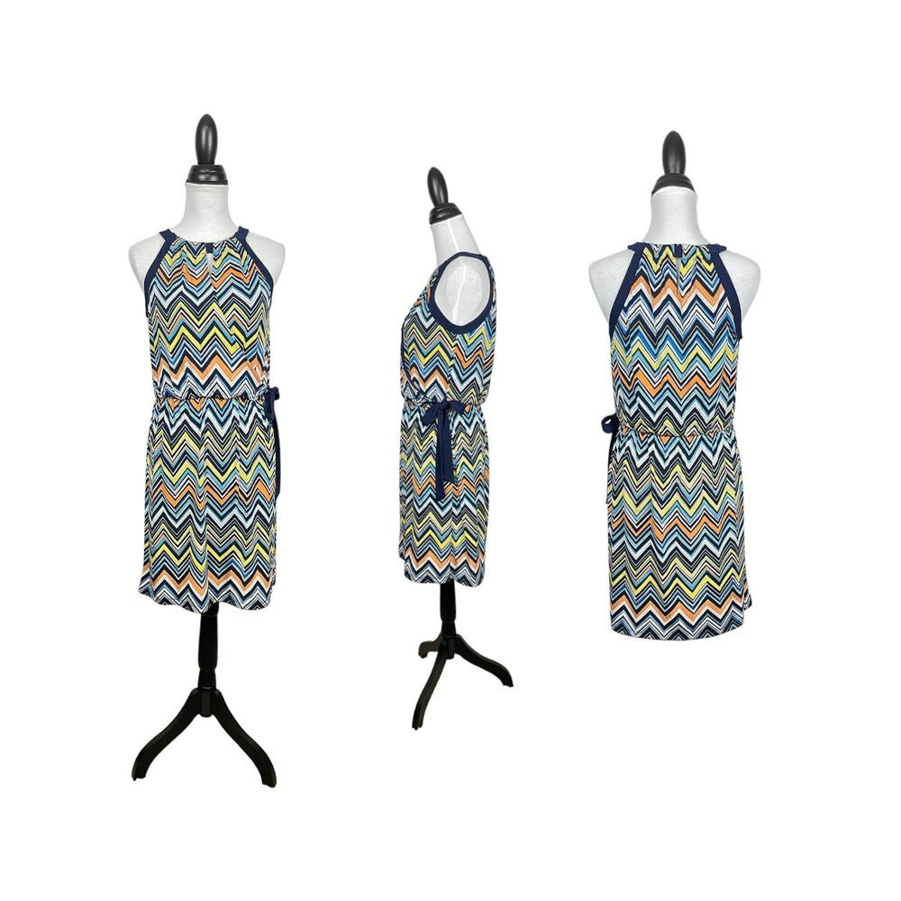 Apt. 9 | NWT Colorful Chevron Print Halter Neck Faux Wrap Stretch Knit Dress